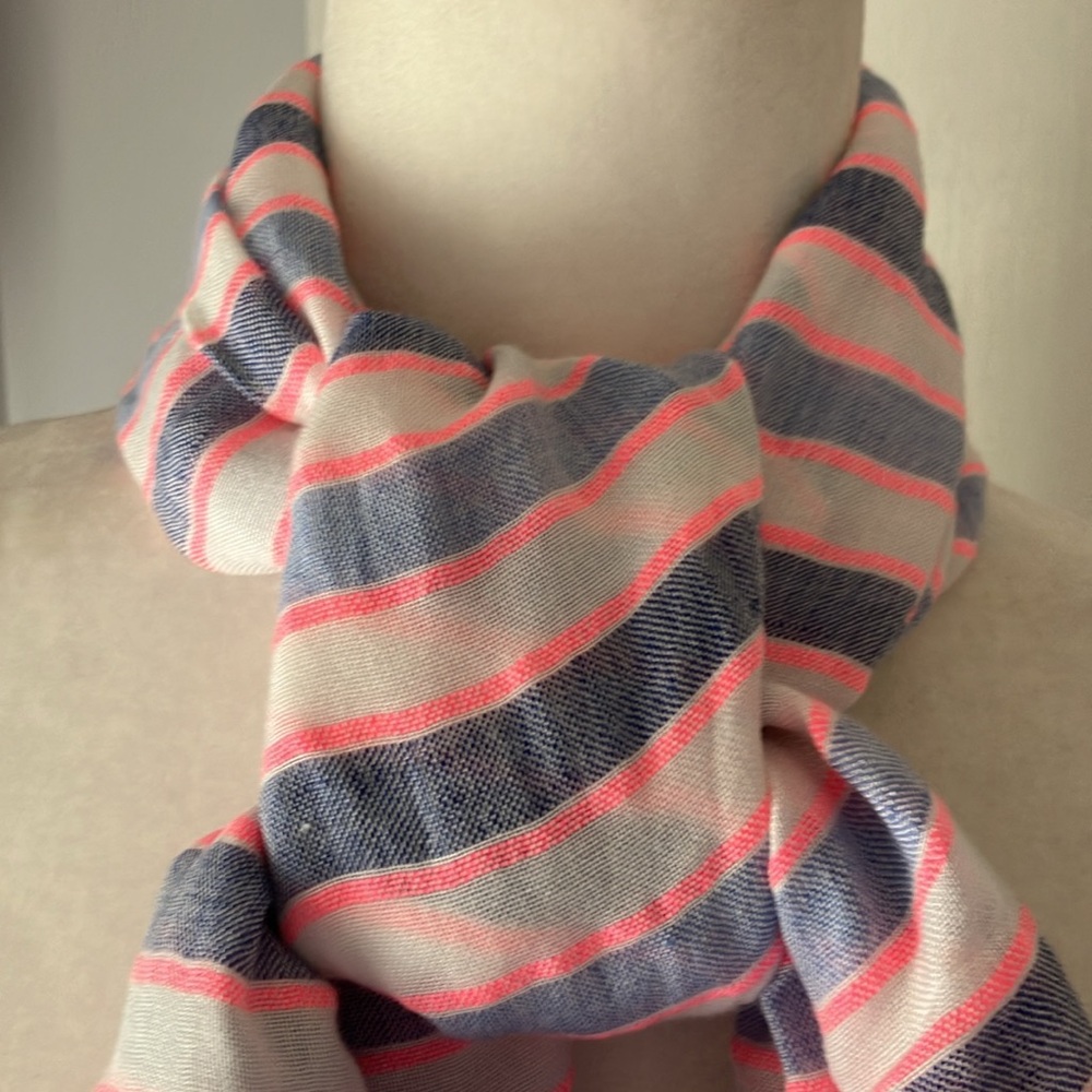 Large striped pink & blue summer scarf from Talbots - Picture 3 of 6